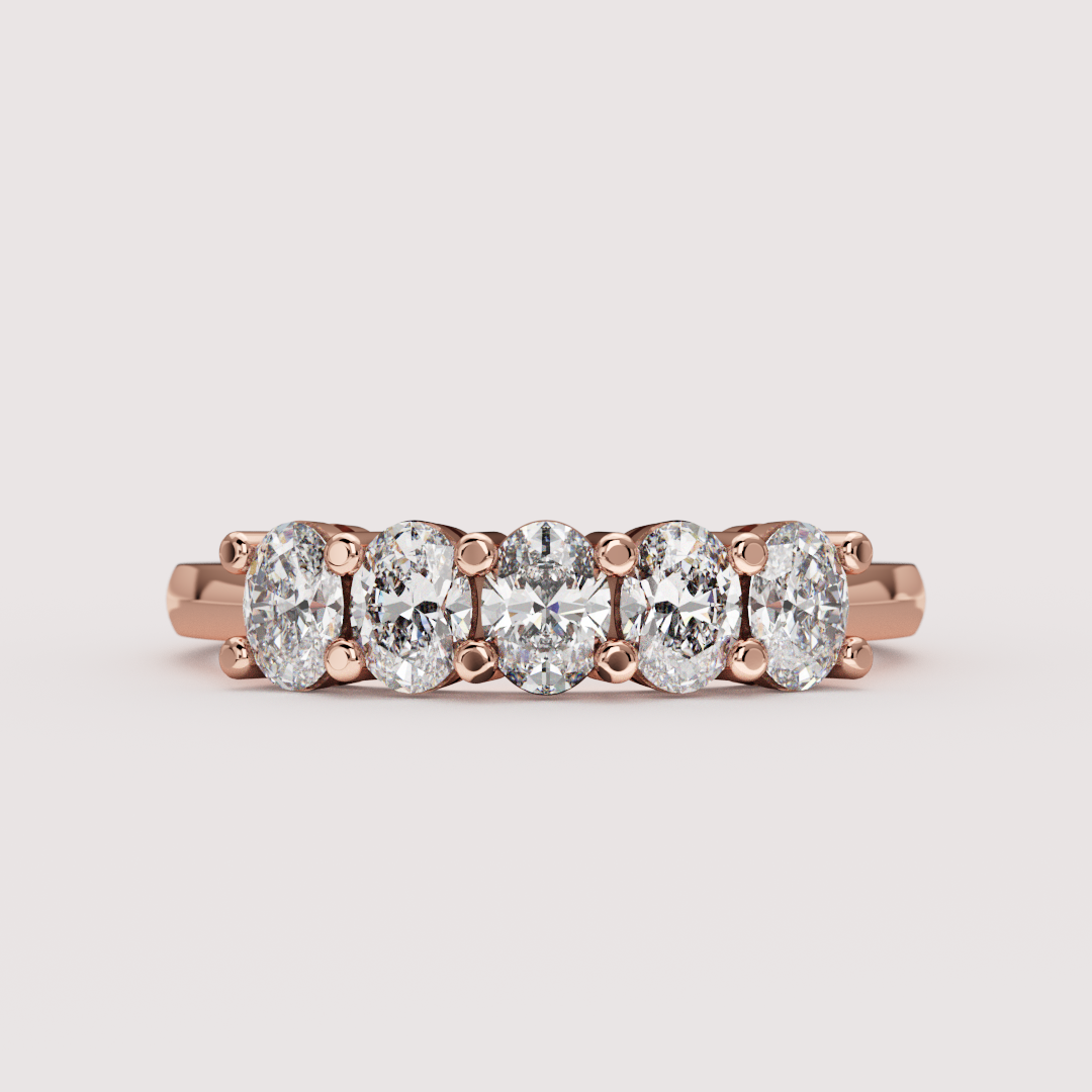 Lucy - Oval Cut Lab Grown Diamond 0.75ct or 2.00ct Half Eternity Ring - Made-to-Order Wedding Rings - Made-to-Order