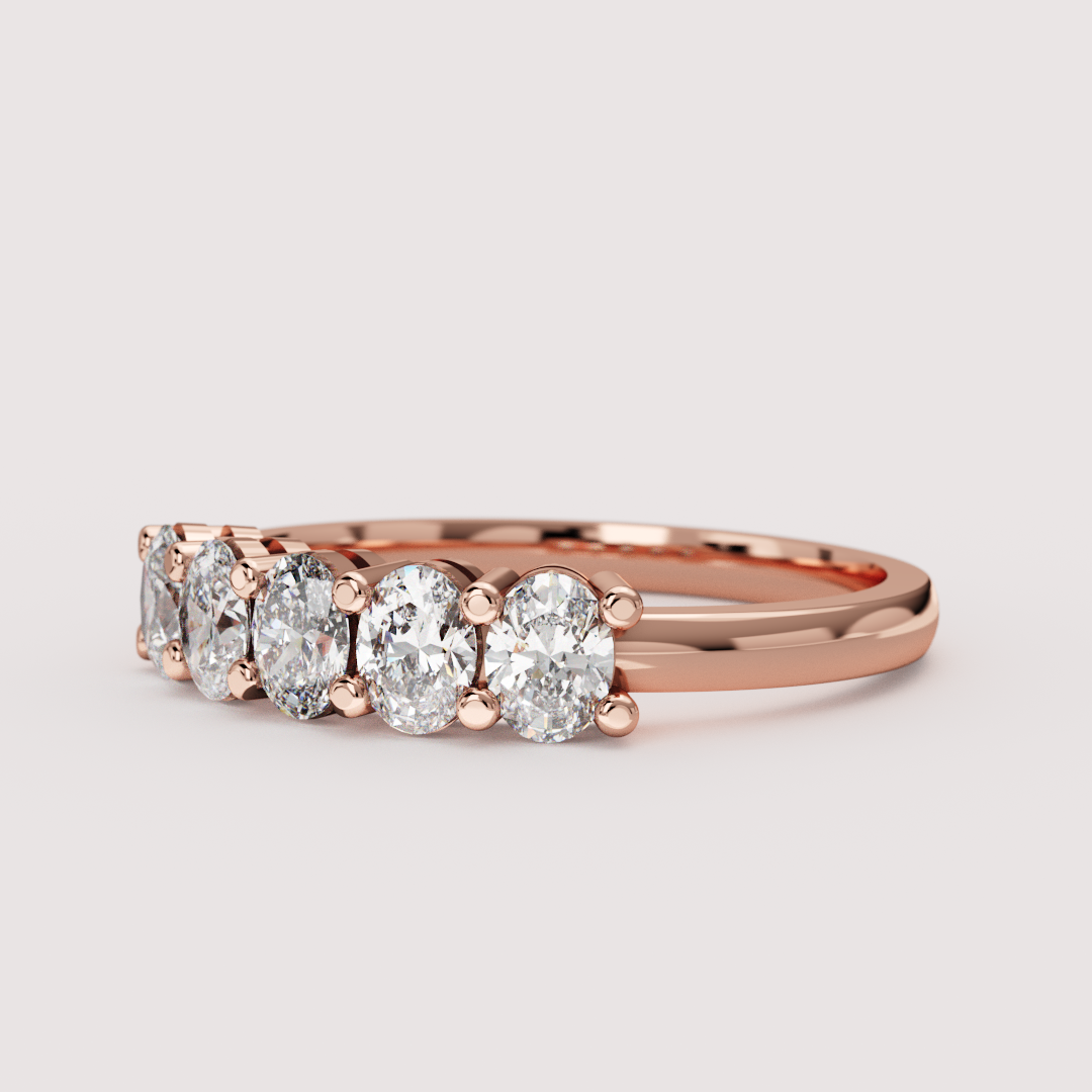 Lucy - Oval Cut Lab Grown Diamond 0.75ct or 2.00ct Half Eternity Ring - Made-to-Order Wedding Rings - Made-to-Order