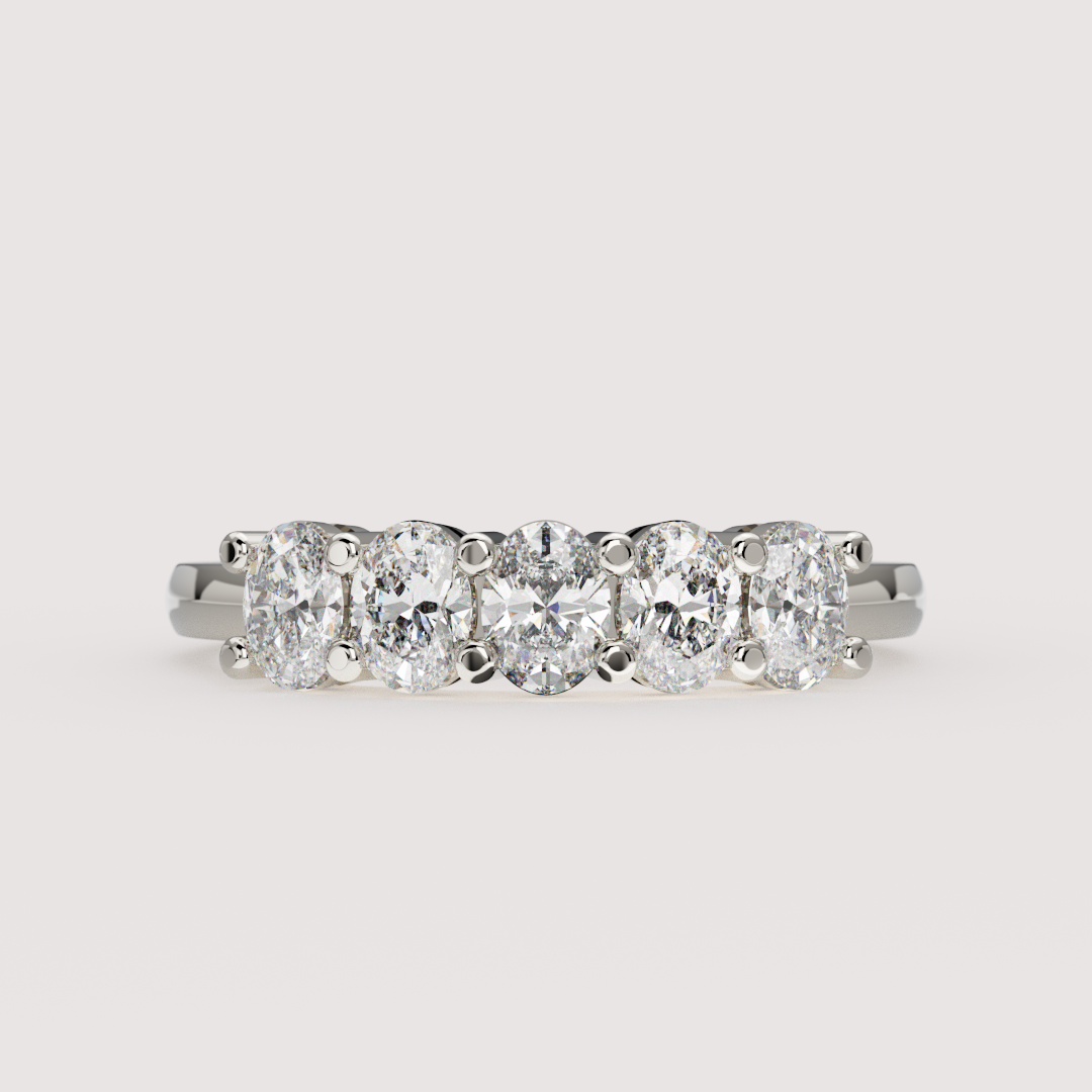 Lucy - Oval Cut Lab Grown Diamond 0.75ct or 2.00ct Half Eternity Ring - Made-to-Order Wedding Rings - Made-to-Order