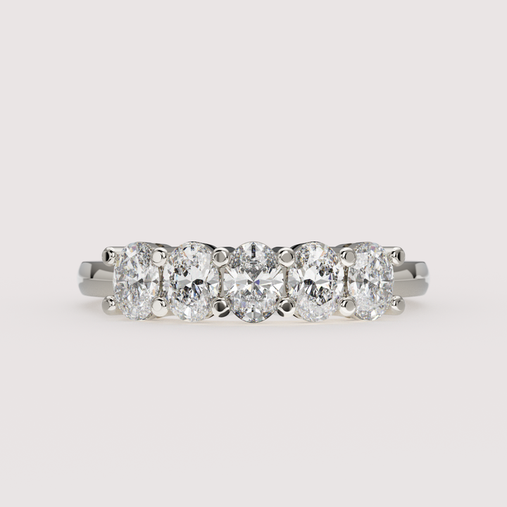 Lucy - Oval Cut Lab Grown Diamond 0.75ct or 2.00ct Half Eternity Ring - Made-to-Order Wedding Rings - Made-to-Order