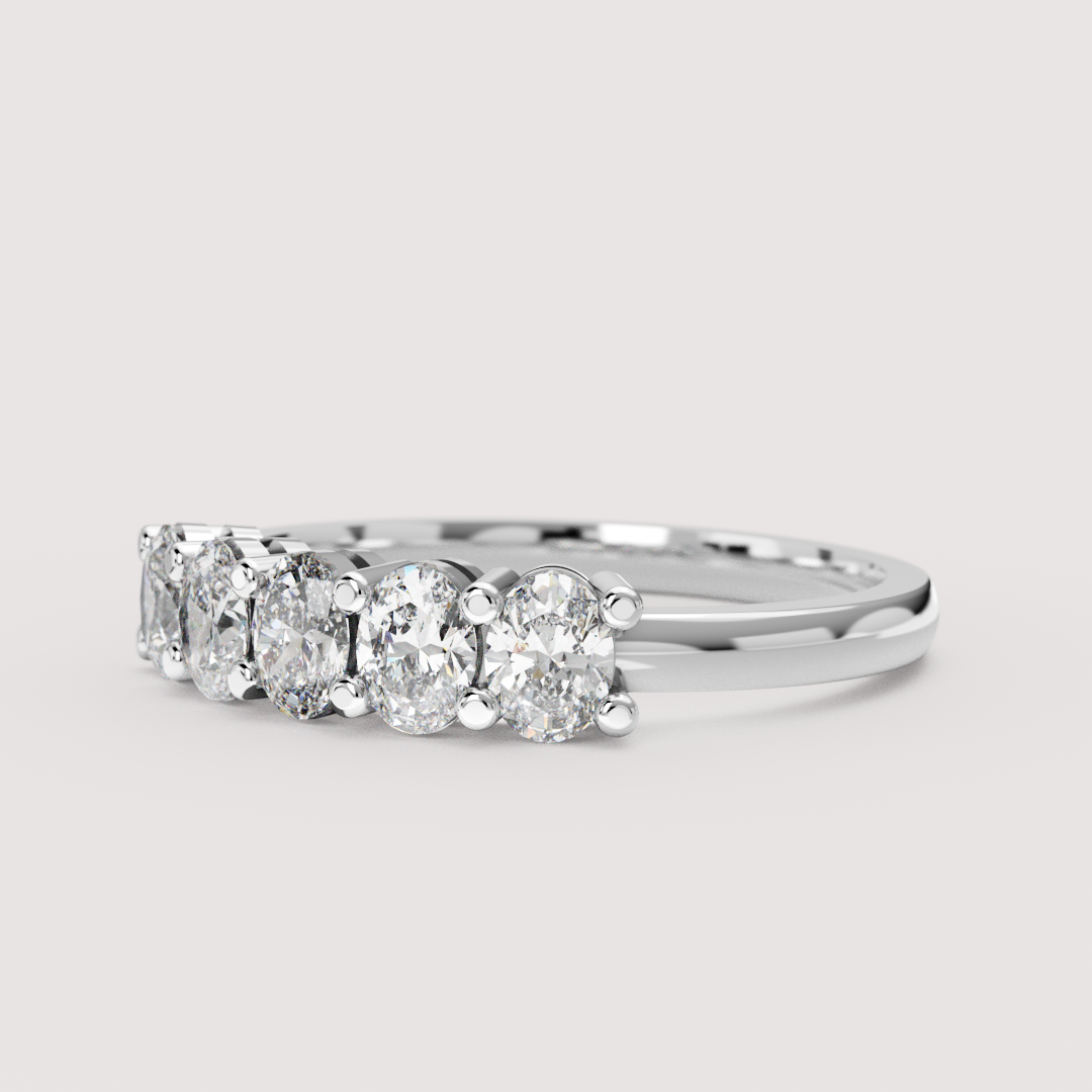 Lucy - Oval Cut Lab Grown Diamond 0.75ct or 2.00ct Half Eternity Ring - Made-to-Order Wedding Rings - Made-to-Order