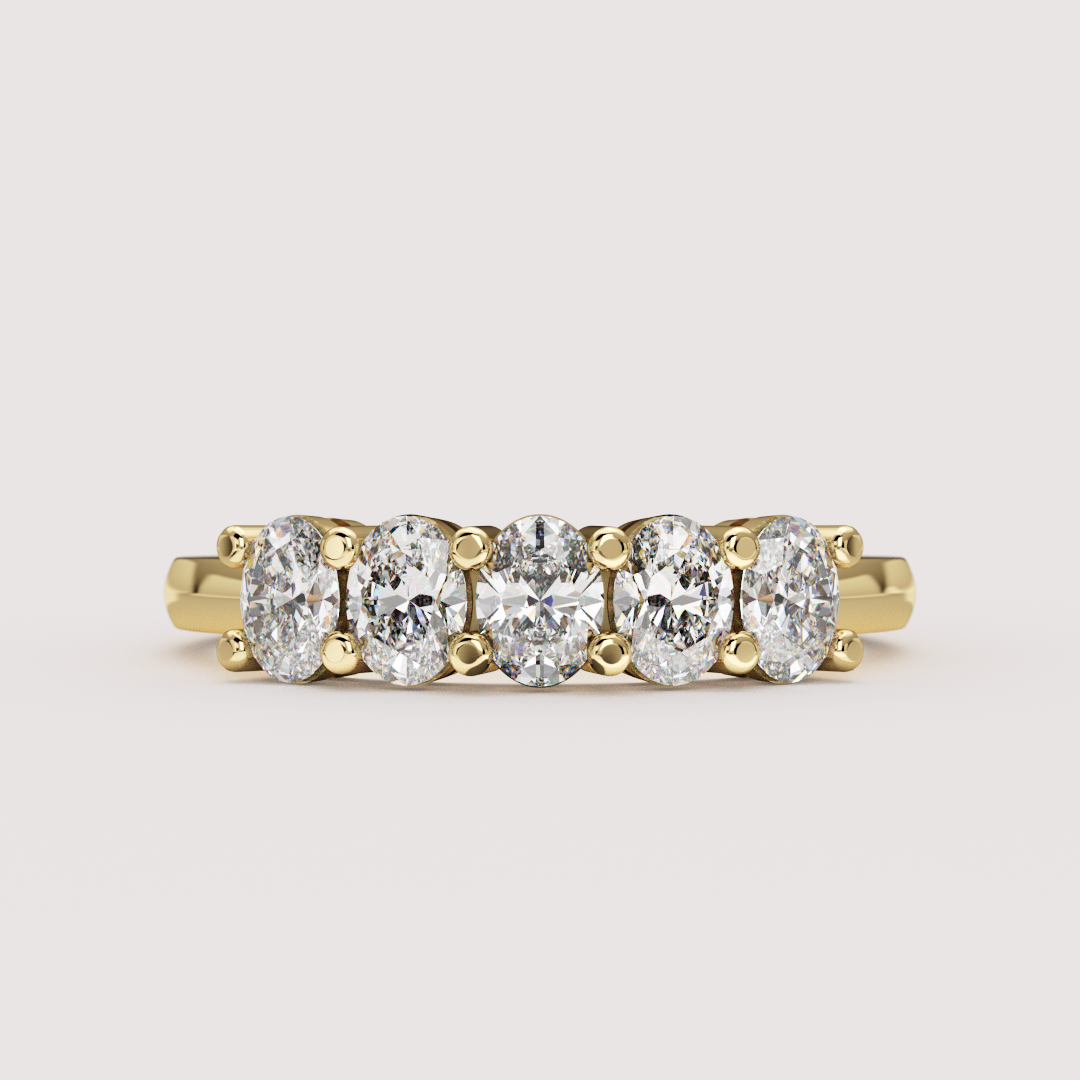 Lucy - Oval Cut Lab Grown Diamond Half Eternity Ring - Made-to-Order Wedding Rings - Made-to-Order