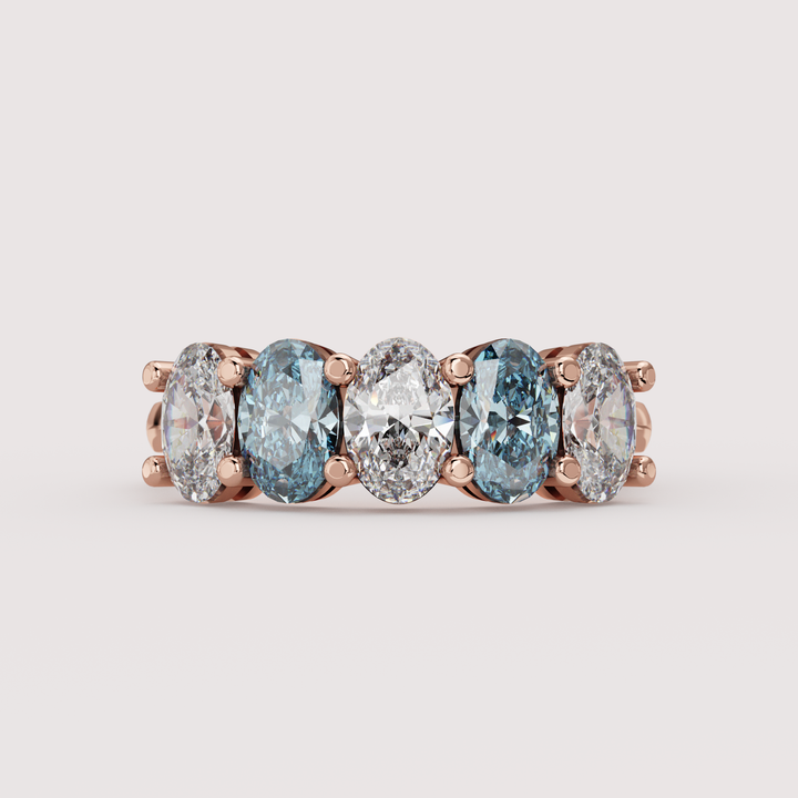 Lucy - Oval Cut Coloured Lab Grown Diamond 2.00ct Custom Half Eternity Ring Wedding Rings - Price on Application
