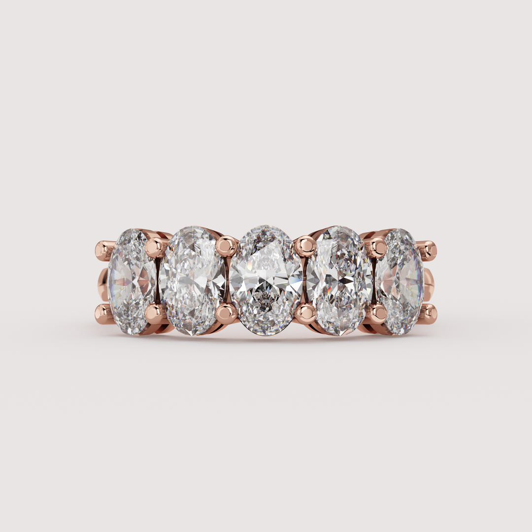 Lucy - Oval Cut Lab Grown Diamond 2.00ct Half Eternity Ring - Made-to-Order Wedding Rings - Made-to-Order