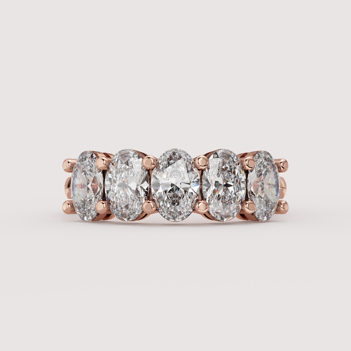 Lucy - Oval Cut Lab Grown Diamond 2.00ct Half Eternity Ring - Made-to-Order Wedding Rings - Made-to-Order