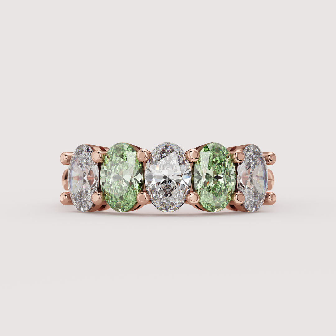 Lucy - Oval Cut Coloured Lab Grown Diamond 2.00ct Custom Half Eternity Ring Wedding Rings - Price on Application