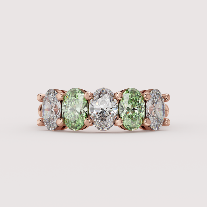 Lucy - Oval Cut Coloured Lab Grown Diamond 2.00ct Custom Half Eternity Ring Wedding Rings - Price on Application