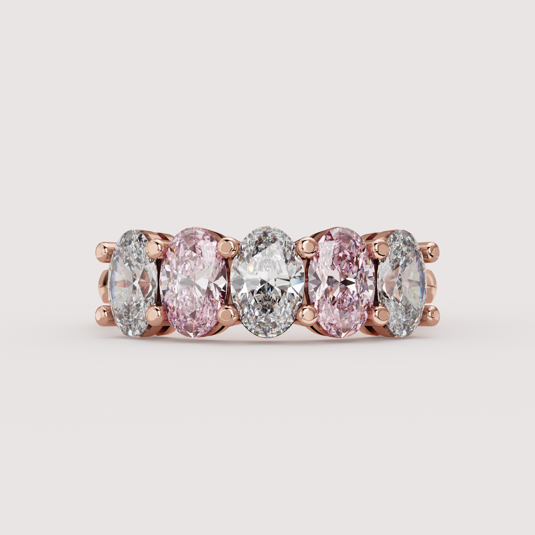 Lucy - Oval Cut Coloured Lab Grown Diamond 2.00ct Custom Half Eternity Ring Wedding Rings - Price on Application
