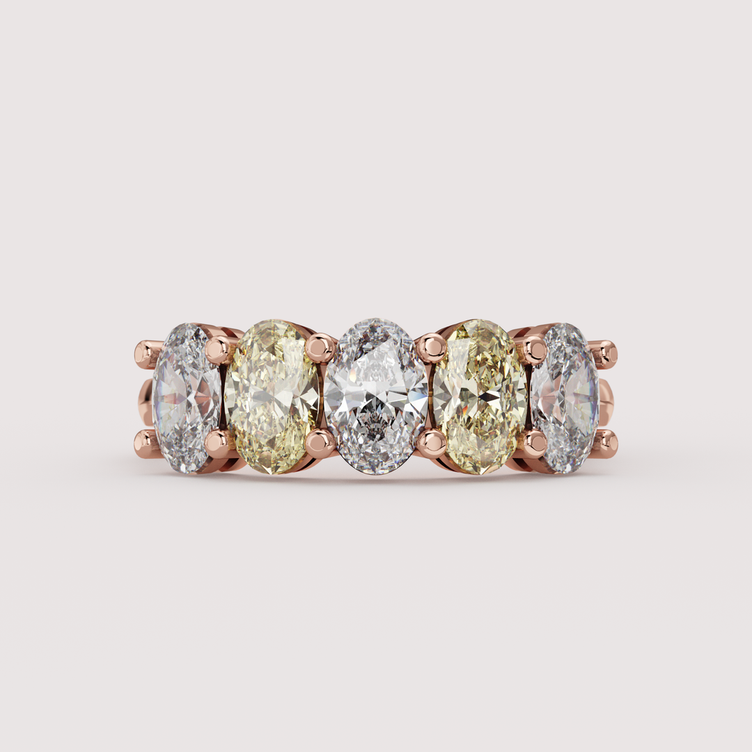 Lucy - Oval Cut Coloured Lab Grown Diamond 2.00ct Custom Half Eternity Ring Wedding Rings - Price on Application