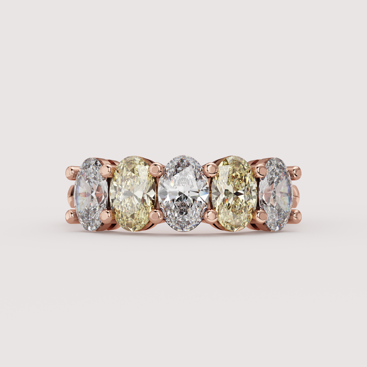 Lucy - Oval Cut Coloured Lab Grown Diamond 2.00ct Custom Half Eternity Ring Wedding Rings - Price on Application