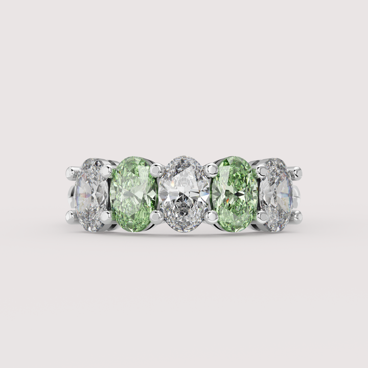 Lucy - Oval Cut Coloured Lab Grown Diamond 2.00ct Custom Half Eternity Ring Wedding Rings - Price on Application