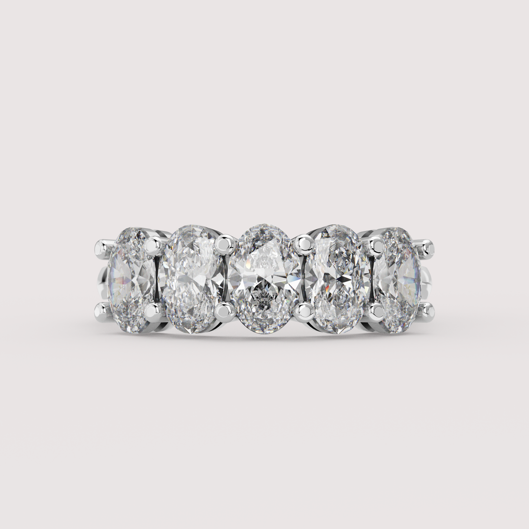 Lucy - Oval Cut Lab Grown Diamond 2.00ct Half Eternity Ring - Made-to-Order Wedding Rings - Made-to-Order