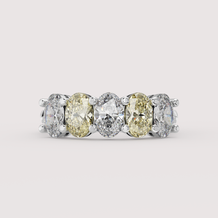 Lucy - Oval Cut Coloured Lab Grown Diamond 2.00ct Custom Half Eternity Ring Wedding Rings - Price on Application
