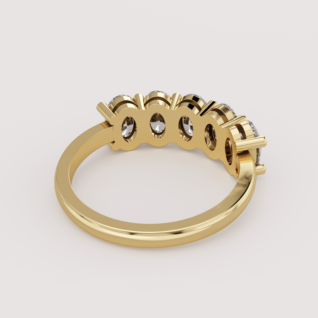 Lucy - Oval Cut Coloured Lab Grown Diamond 2.00ct Custom Half Eternity Ring Wedding Rings - Price on Application