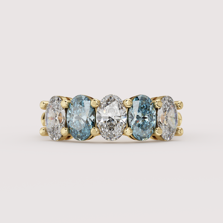 Lucy - Oval Cut Coloured Lab Grown Diamond 2.00ct Custom Half Eternity Ring Wedding Rings - Price on Application