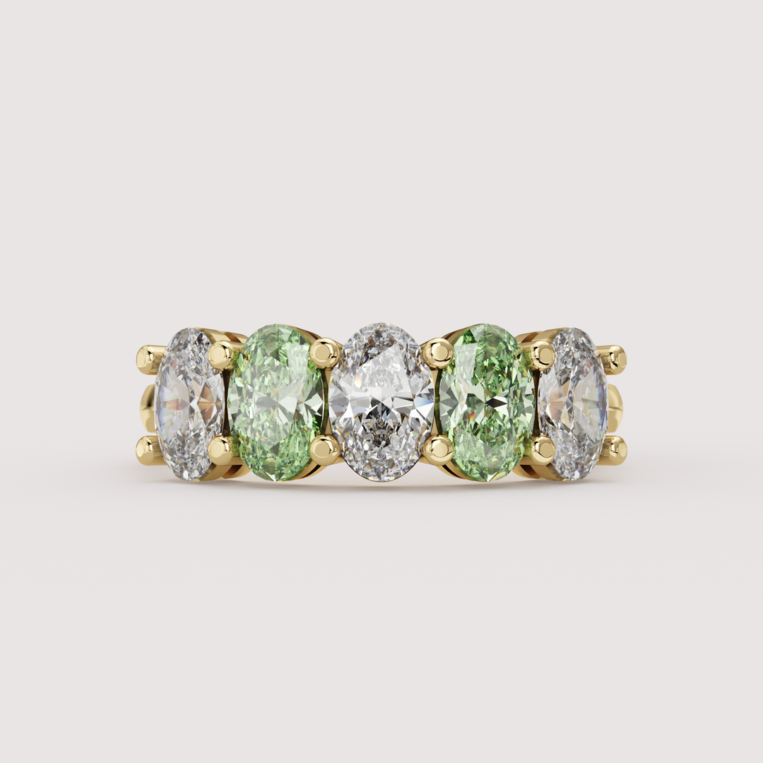 Lucy - Oval Cut Coloured Lab Grown Diamond 2.00ct Custom Half Eternity Ring Wedding Rings - Price on Application