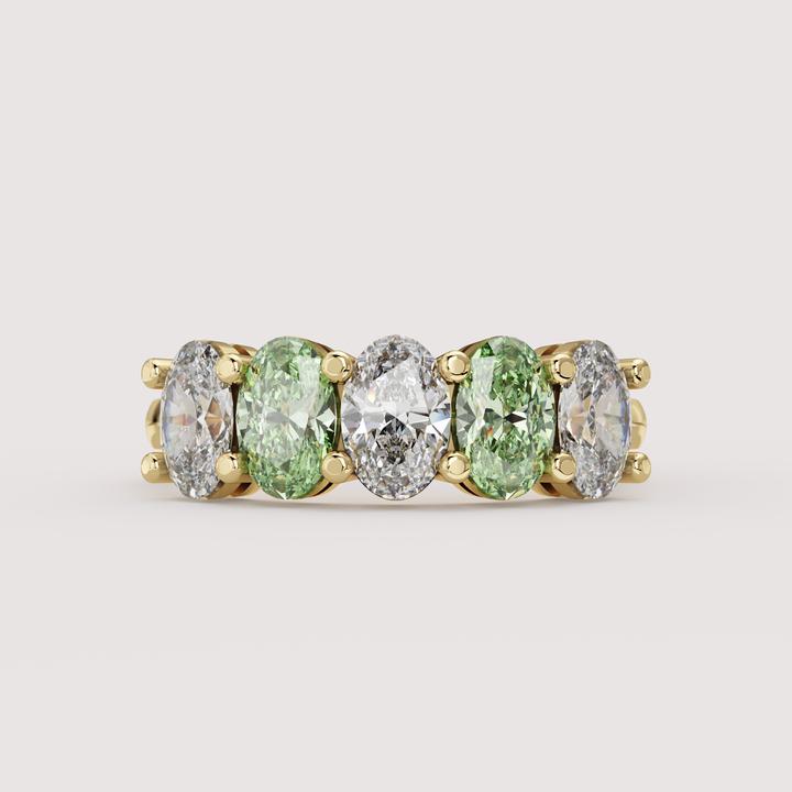 Lucy - Oval Cut Coloured Lab Grown Diamond 2.00ct Custom Half Eternity Ring Wedding Rings - Price on Application