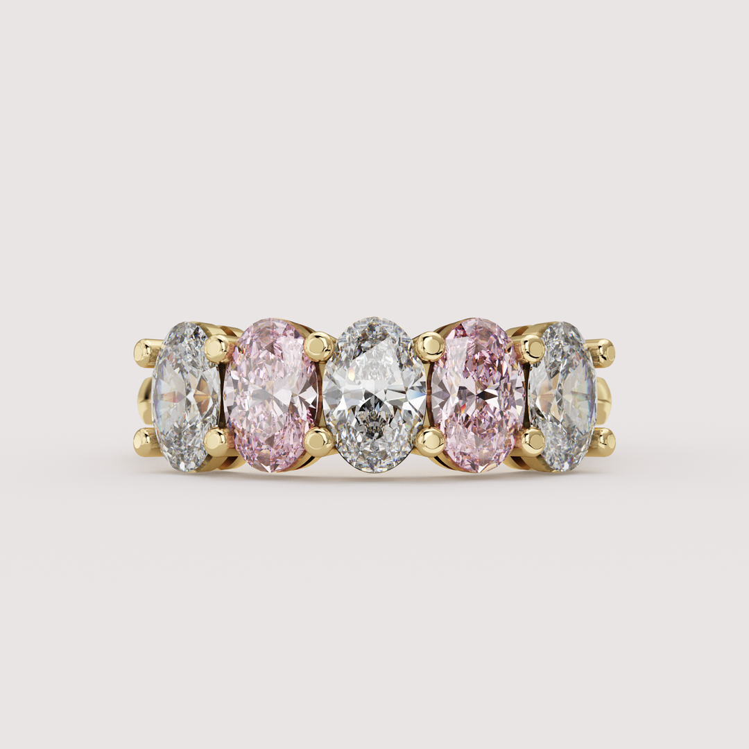Lucy - Oval Cut Coloured Lab Grown Diamond 2.00ct Custom Half Eternity Ring Wedding Rings - Price on Application