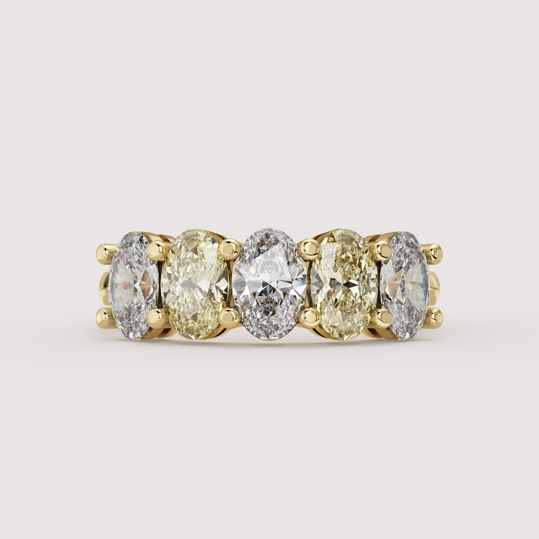 Lucy - Oval Cut Coloured Lab Grown Diamond 2.00ct Custom Half Eternity Ring Wedding Rings - Price on Application