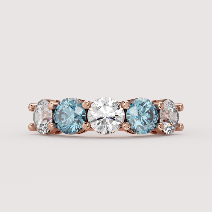Lucy - Round Brilliant Cut Coloured Lab Grown Diamond 2.50ct Half Eternity Ring - Made-to-Order Wedding Rings - Made-to-Order
