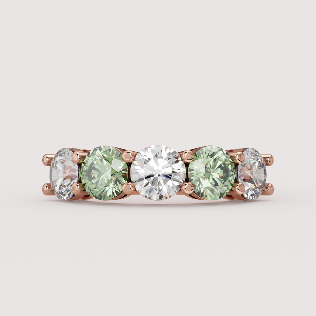 Lucy - Round Brilliant Cut Coloured Lab Grown Diamond 2.50ct Half Eternity Ring - Made-to-Order Wedding Rings - Made-to-Order