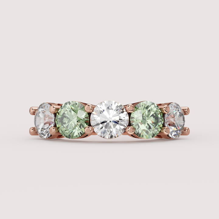 Lucy - Round Brilliant Cut Coloured Lab Grown Diamond 2.50ct Half Eternity Ring - Made-to-Order Wedding Rings - Made-to-Order