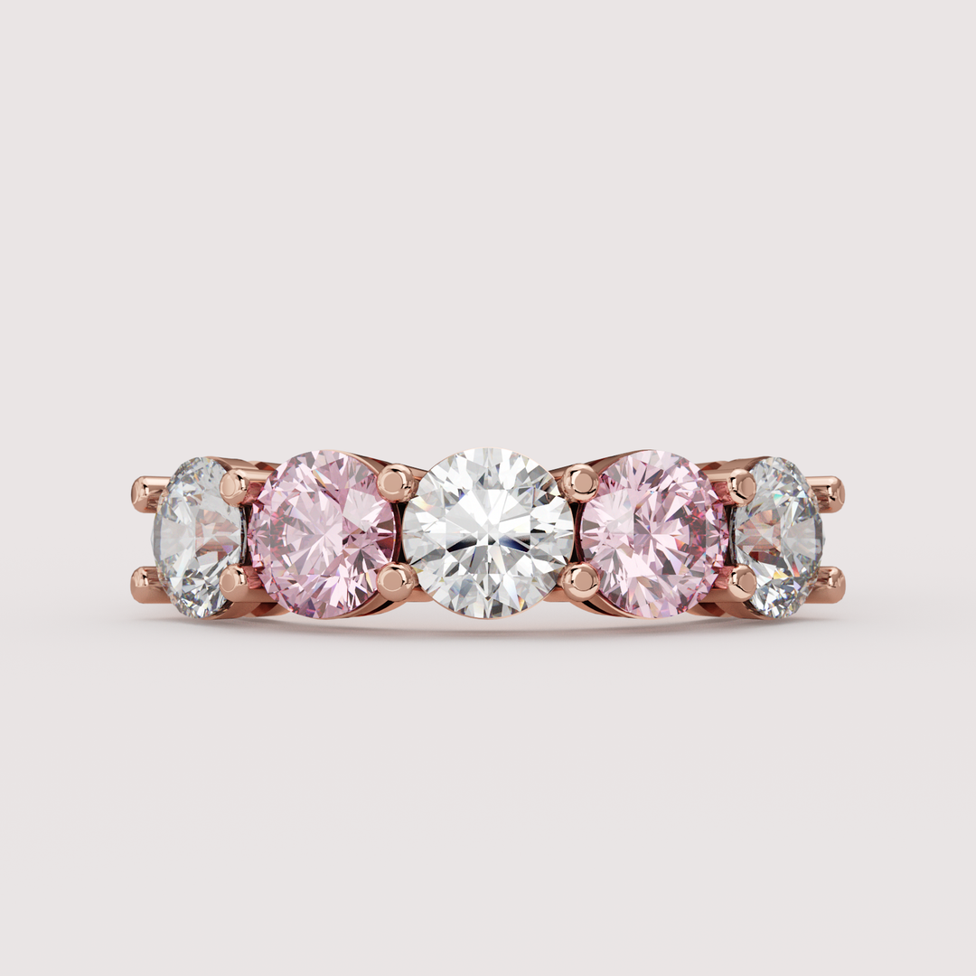 Lucy - Round Brilliant Cut Coloured Lab Grown Diamond 2.50ct Half Eternity Ring - Made-to-Order Wedding Rings - Made-to-Order
