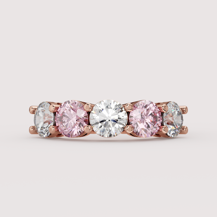 Lucy - Round Brilliant Cut Coloured Lab Grown Diamond 2.50ct Half Eternity Ring - Made-to-Order Wedding Rings - Made-to-Order