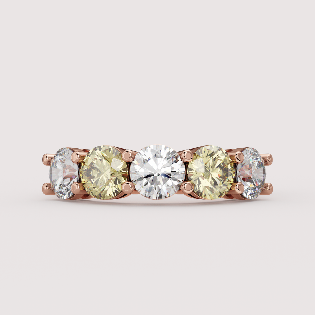 Lucy - Round Brilliant Cut Coloured Lab Grown Diamond 2.50ct Half Eternity Ring - Made-to-Order Wedding Rings - Made-to-Order