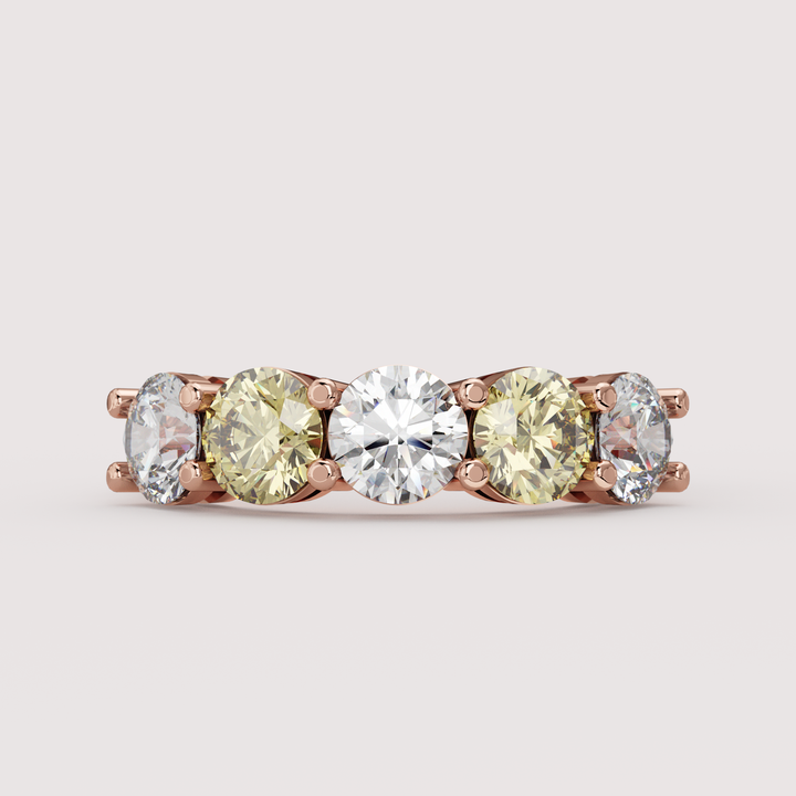 Lucy - Round Brilliant Cut Coloured Lab Grown Diamond 2.50ct Half Eternity Ring - Made-to-Order Wedding Rings - Made-to-Order