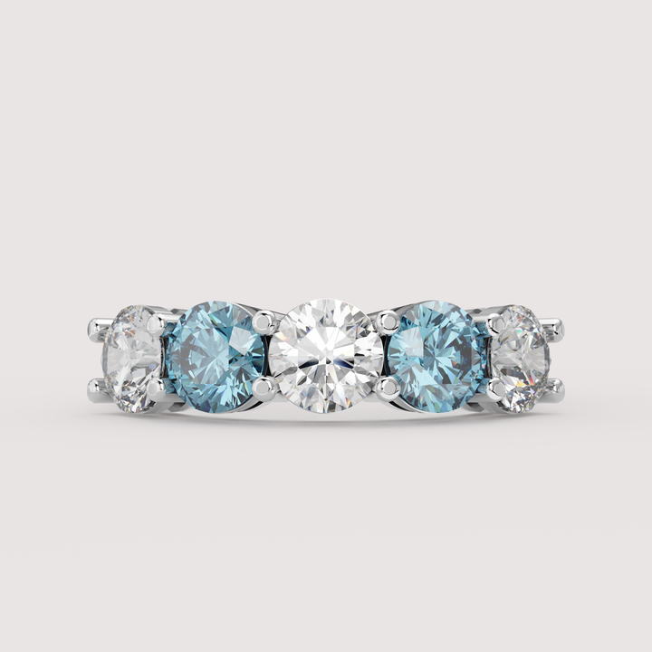 Lucy - Round Brilliant Cut Coloured Lab Grown Diamond 2.50ct Half Eternity Ring - Made-to-Order Wedding Rings - Made-to-Order