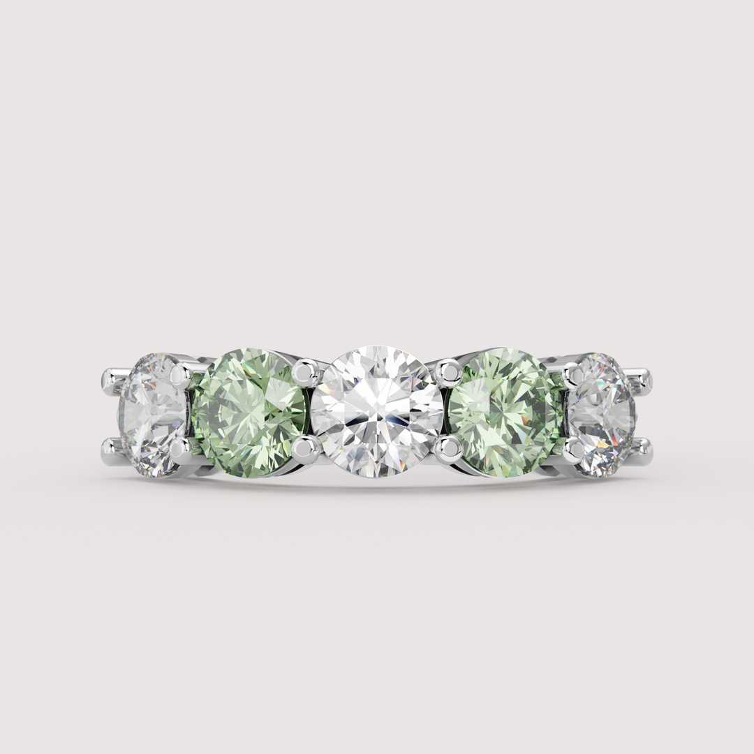 Lucy - Round Brilliant Cut Coloured Lab Grown Diamond 2.50ct Half Eternity Ring - Made-to-Order Wedding Rings - Made-to-Order