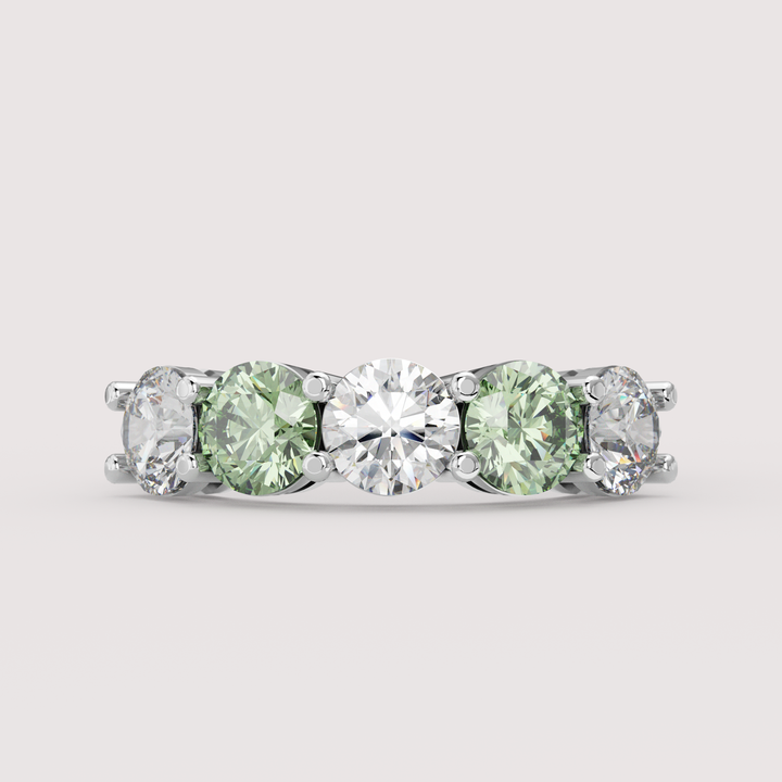 Lucy - Round Brilliant Cut Coloured Lab Grown Diamond 2.50ct Half Eternity Ring - Made-to-Order Wedding Rings - Made-to-Order