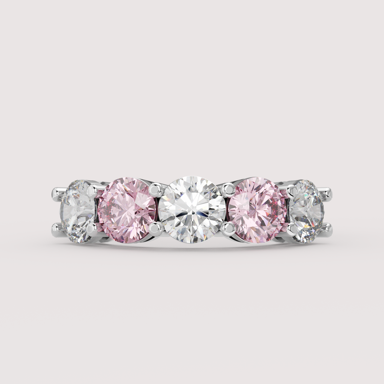 Lucy - Round Brilliant Cut Coloured Lab Grown Diamond 2.50ct Half Eternity Ring - Made-to-Order Wedding Rings - Made-to-Order