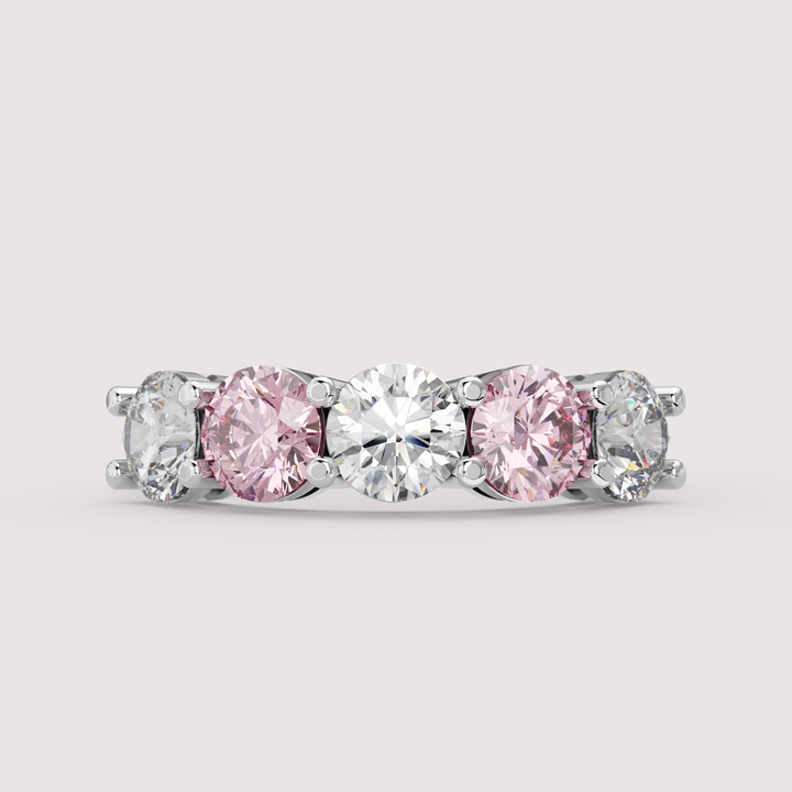 Lucy - Round Brilliant Cut Coloured Lab Grown Diamond 2.50ct Half Eternity Ring - Made-to-Order Wedding Rings - Made-to-Order