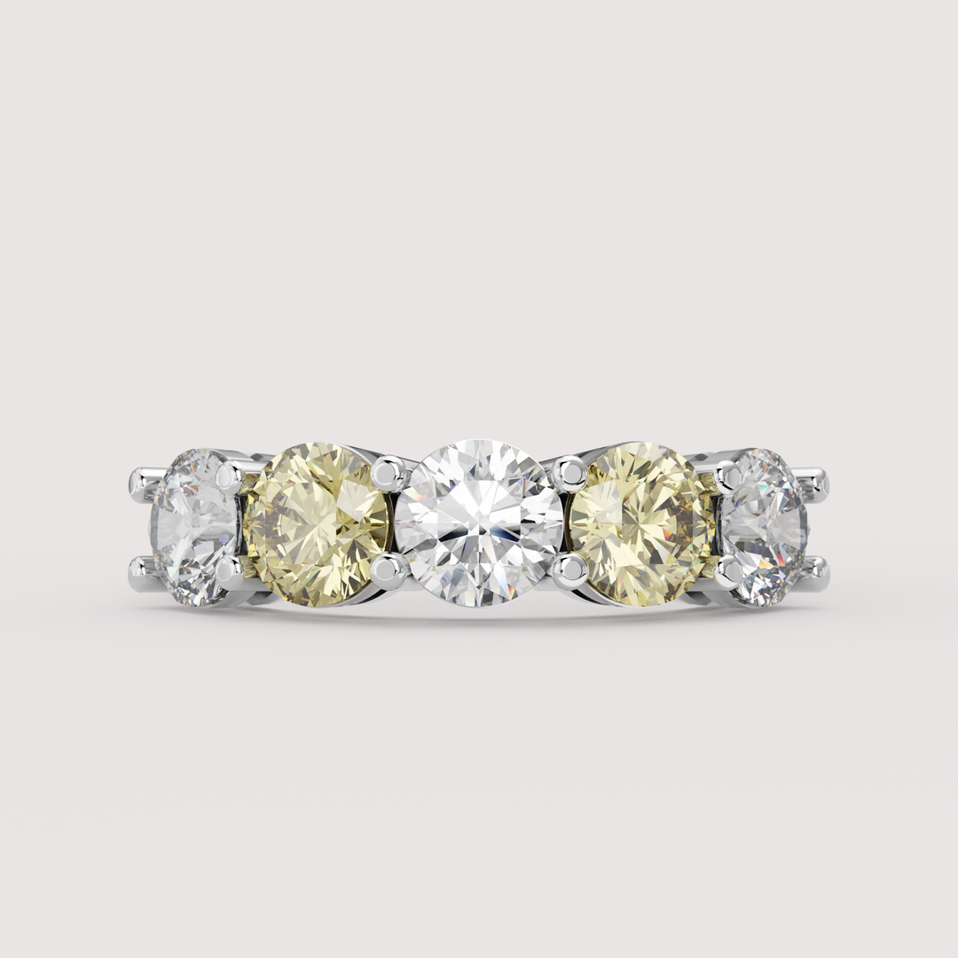 Lucy - Round Brilliant Cut Coloured Lab Grown Diamond 2.50ct Half Eternity Ring - Made-to-Order Wedding Rings - Made-to-Order