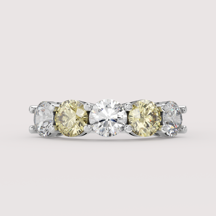 Lucy - Round Brilliant Cut Coloured Lab Grown Diamond 2.50ct Half Eternity Ring - Made-to-Order Wedding Rings - Made-to-Order