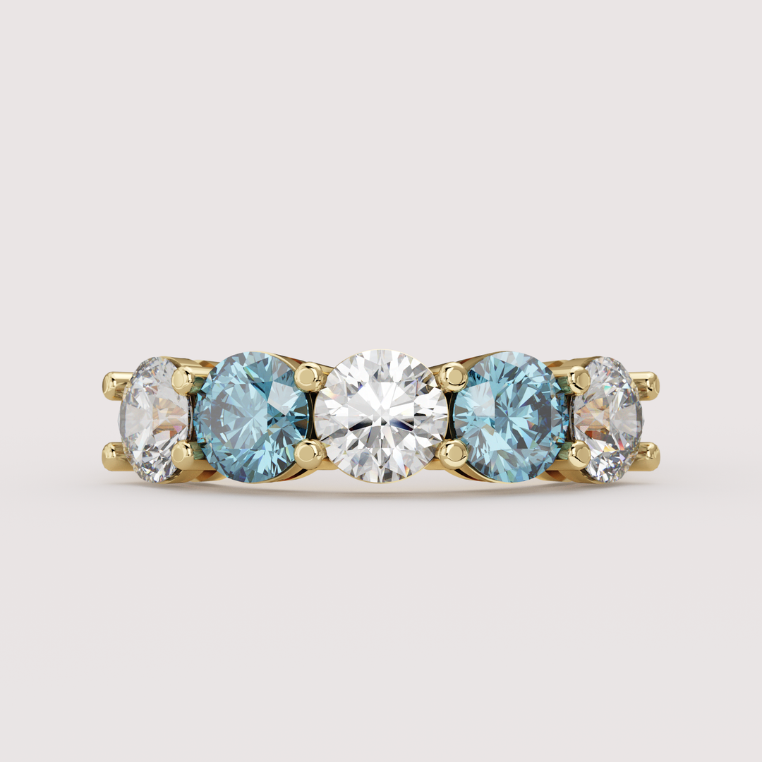 Lucy - Round Brilliant Cut Coloured Lab Grown Diamond 2.50ct Half Eternity Ring - Made-to-Order Wedding Rings - Made-to-Order