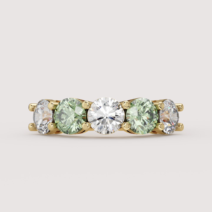 Lucy - Round Brilliant Cut Coloured Lab Grown Diamond 2.50ct Half Eternity Ring - Made-to-Order Wedding Rings - Made-to-Order
