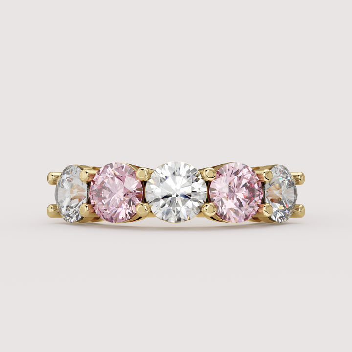 Lucy - Round Brilliant Cut Coloured Lab Grown Diamond 2.50ct Half Eternity Ring - Made-to-Order Wedding Rings - Made-to-Order