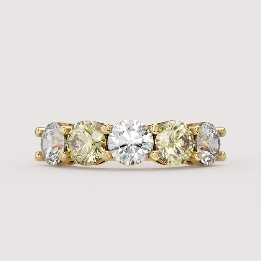 Lucy - Round Brilliant Cut Coloured Lab Grown Diamond 2.50ct Half Eternity Ring - Made-to-Order Wedding Rings - Made-to-Order