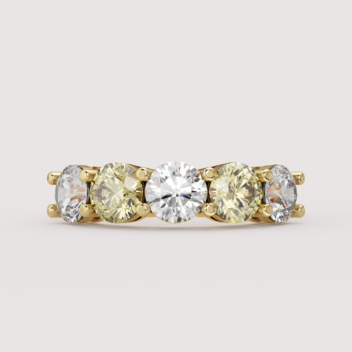 Lucy - Round Brilliant Cut Coloured Lab Grown Diamond 2.50ct Half Eternity Ring - Made-to-Order Wedding Rings - Made-to-Order