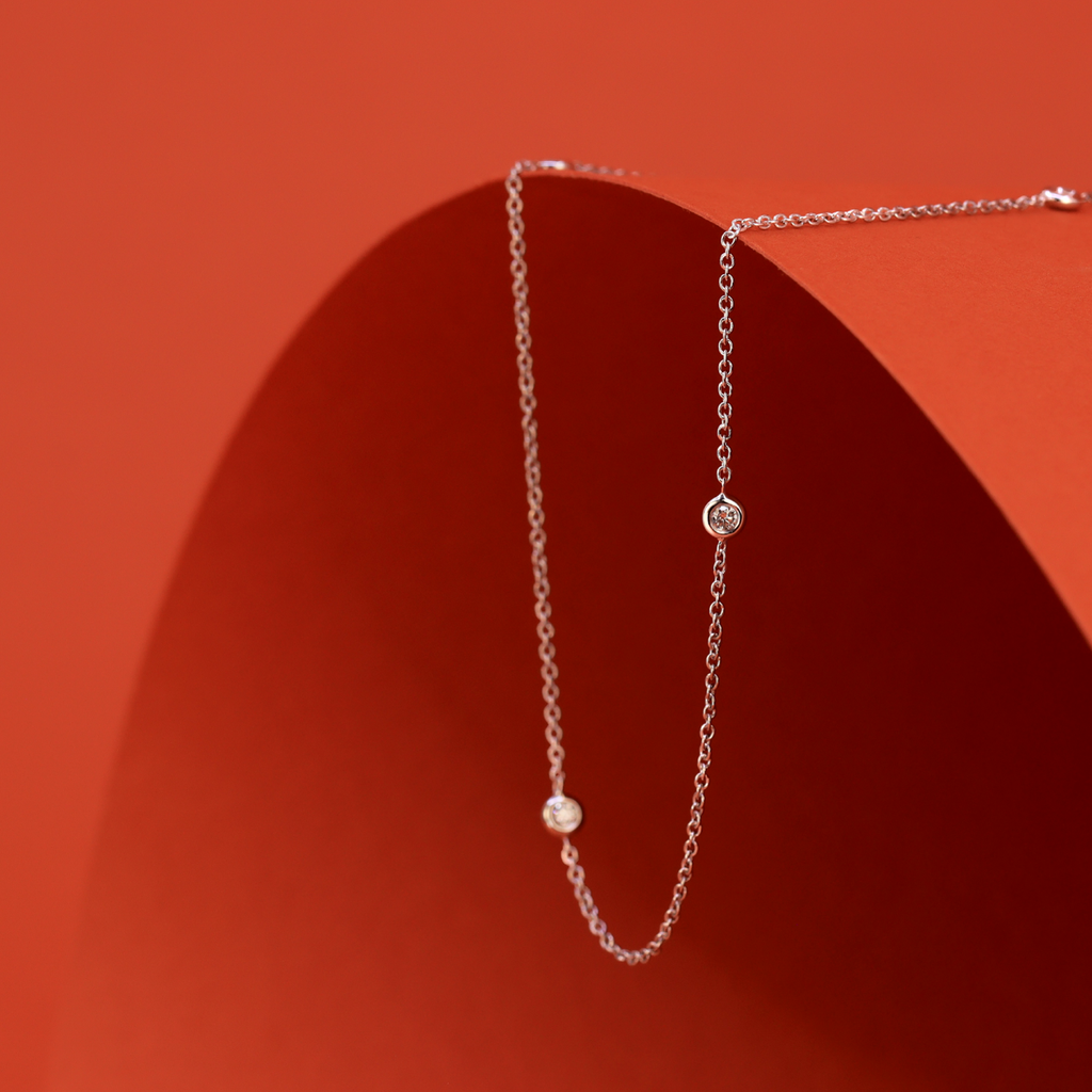 Eclipse - Bezel Set Lab Grown Diamond Spacer Necklace