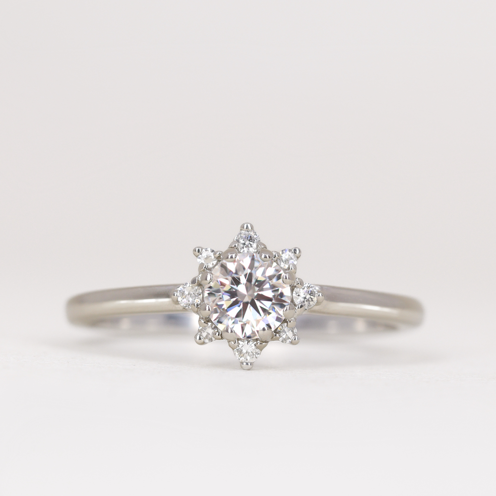 Mabel - Round Brilliant Cut Lab Grown Diamond Halo Engagement Ring Engagement Rings - Made-to-Order