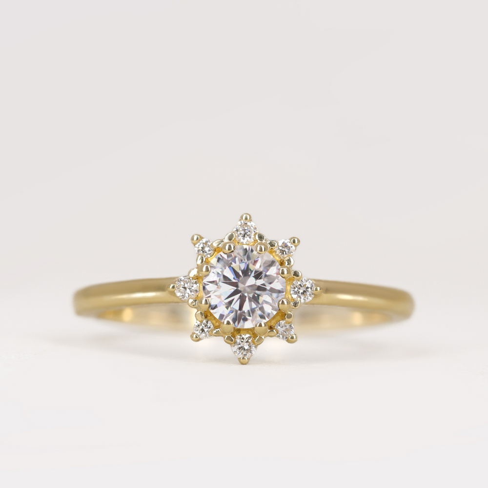 Mabel - Round Brilliant Cut Lab Grown Diamond Halo Engagement Ring Engagement Rings - Made-to-Order