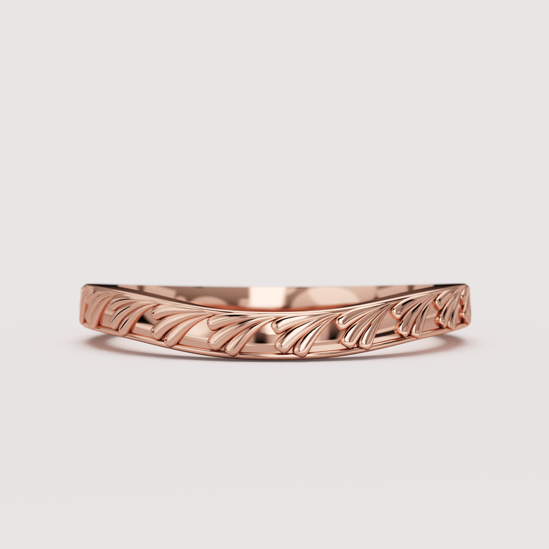 Madison - Art Deco Inspired Fan Design Curved Shaped Wedding Ring - Made-to-Order Wedding Rings - Made-to-Order