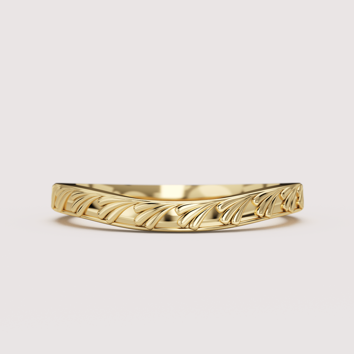 Madison - Art Deco Inspired Fan Design Curved Shaped Wedding Ring - Made-to-Order Wedding Rings - Made-to-Order