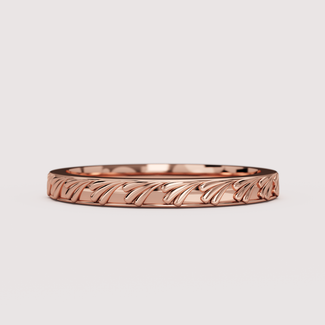 Madison - Art Deco Inspired Fan Design Straight Wedding Ring - Made-to-Order Wedding Rings - Made-to-Order