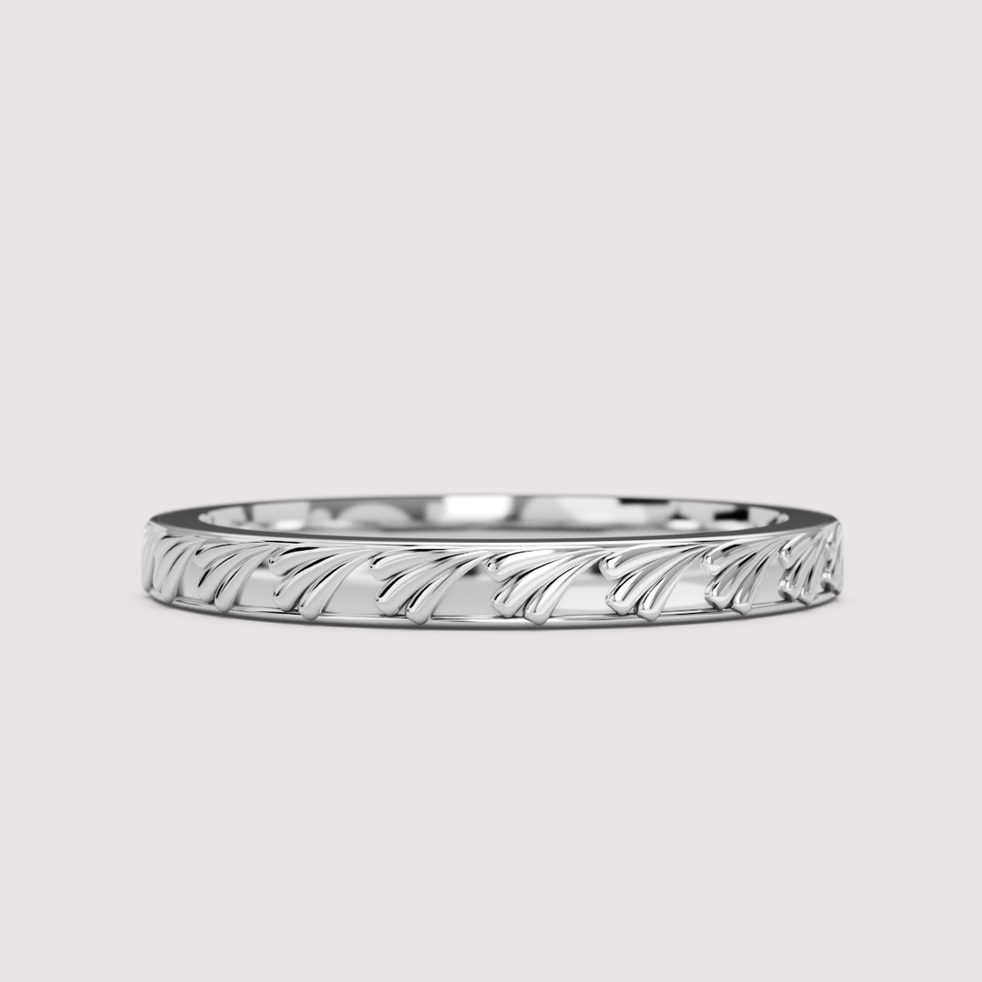 Madison - Art Deco Inspired Fan Design Straight Wedding Ring - Made-to-Order Wedding Rings - Made-to-Order