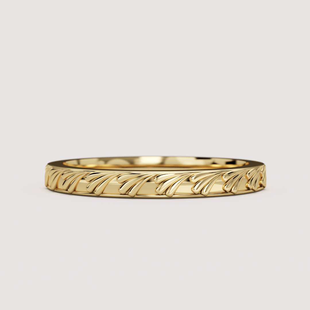 Madison - Art Deco Inspired Fan Design Straight Wedding Ring - Made-to-Order Wedding Rings - Made-to-Order